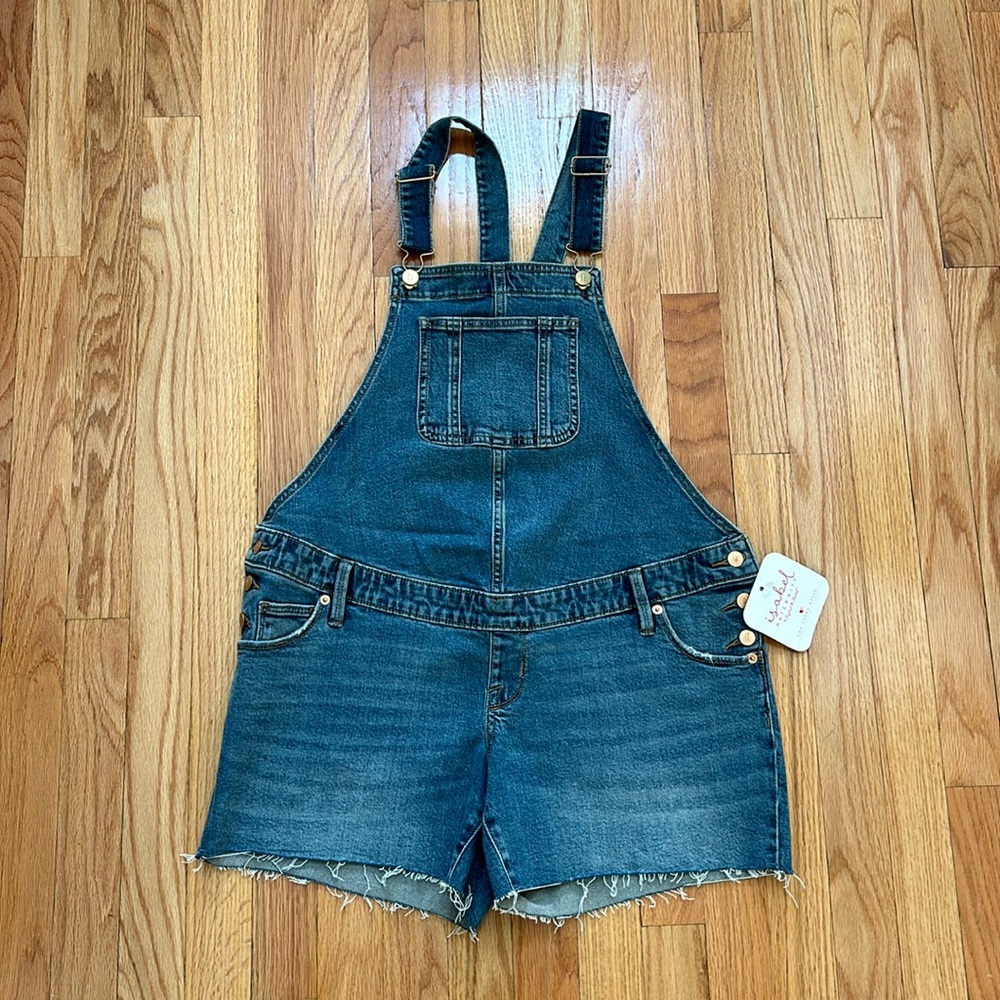 Isabel by Ingrid & Isabel Maternity Denim Short Overalls Shortalls sz 4/27 NWT
